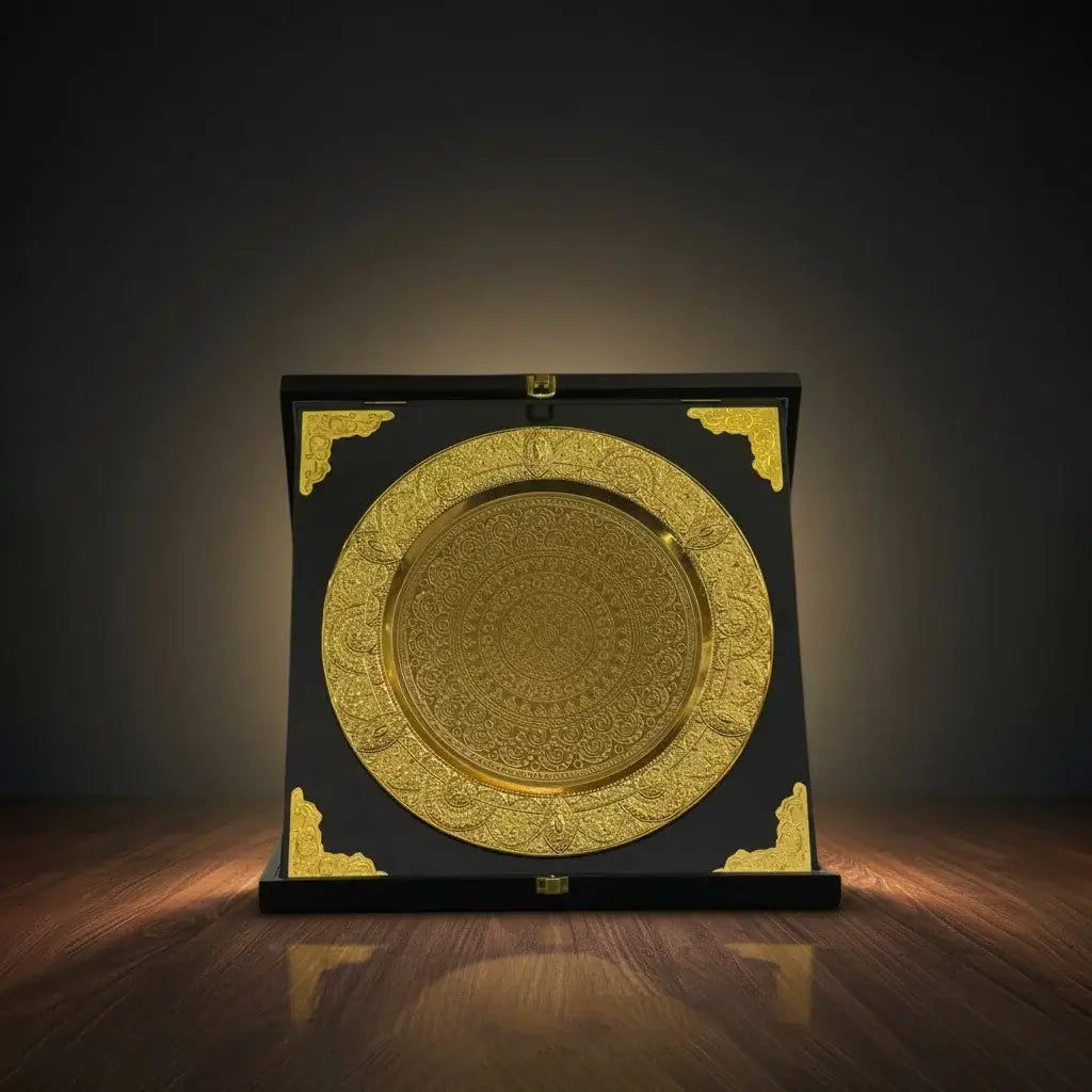 Large Wooden Plate – Black & Gold AS-W-6