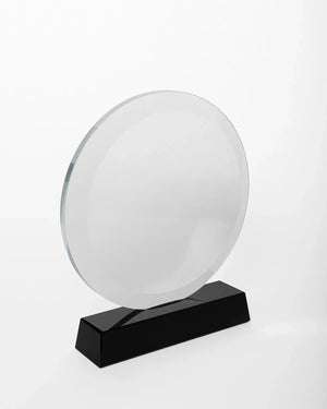 ROUND CRYSTAL AWARD WITH WOODEN BOX C-1212