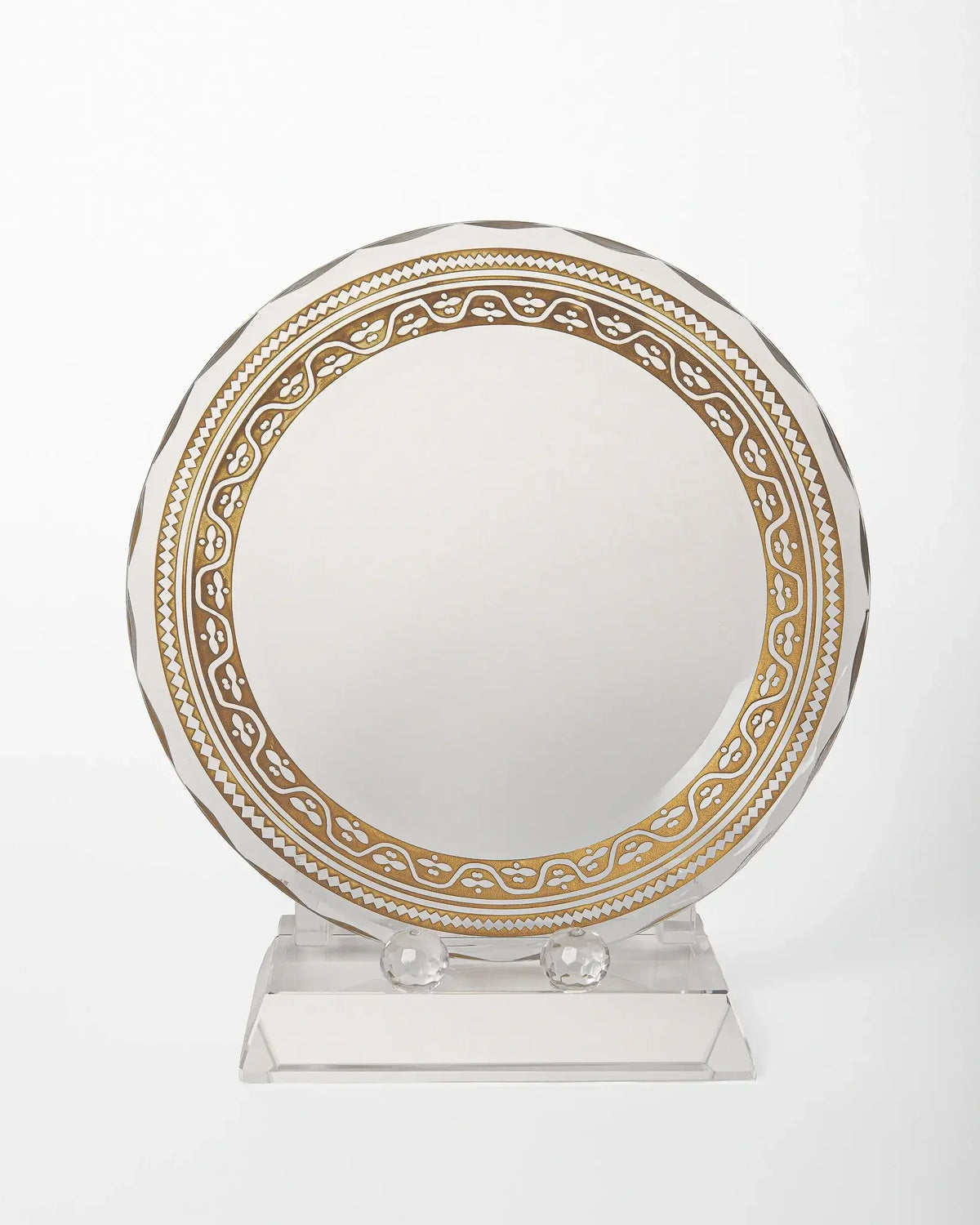 LARGE DECORATIVE CRYSTAL PLATE WITH BASE ATB-010