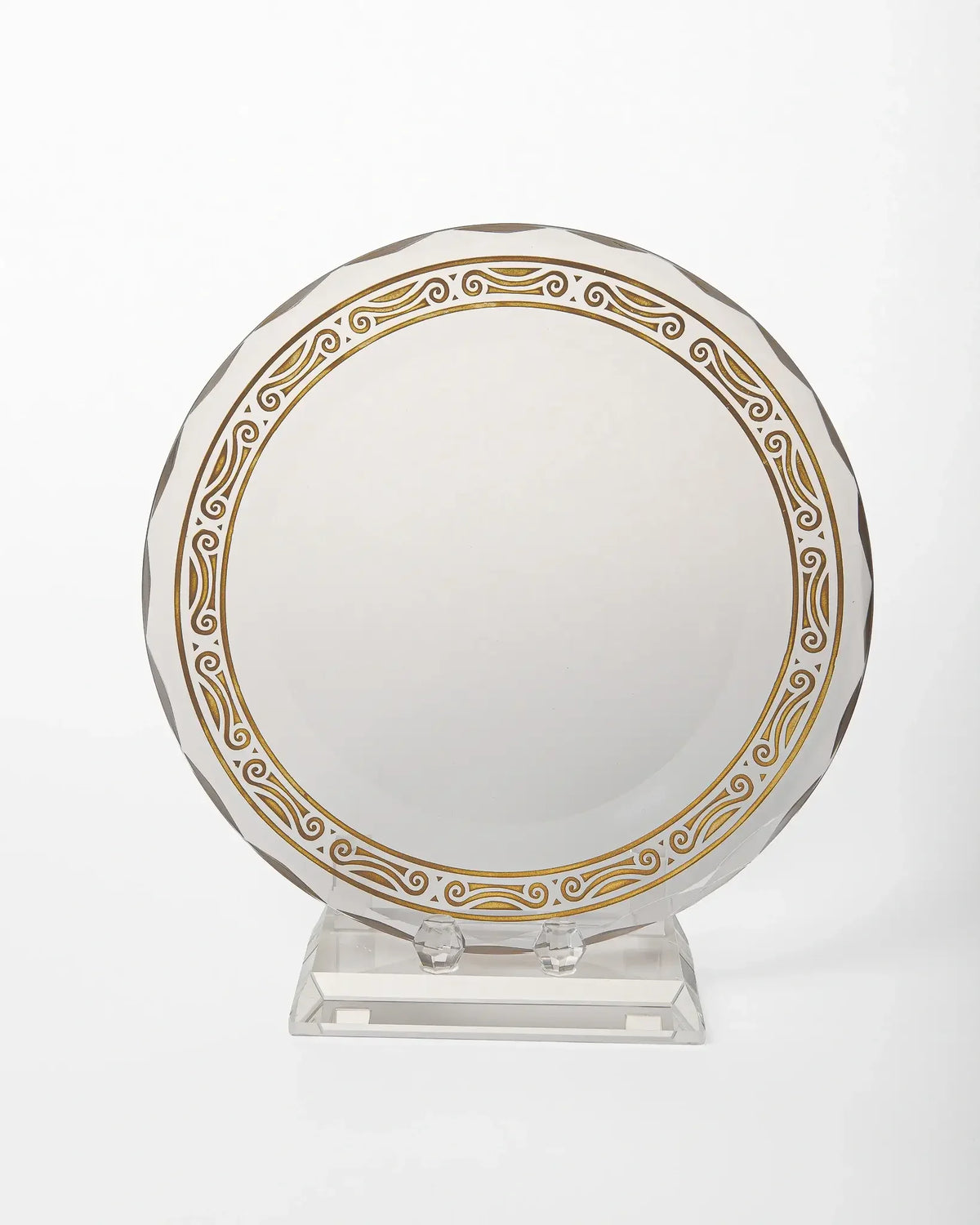 SMALL DECORATIVE CRYSTAL PLATE WITH BASE ATB-011
