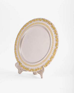 DECORATED SILVER METAL PLATE Atb-014