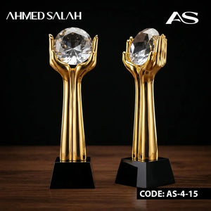 Gold Football Oscar Trophy With Crystal BASE OS-1013