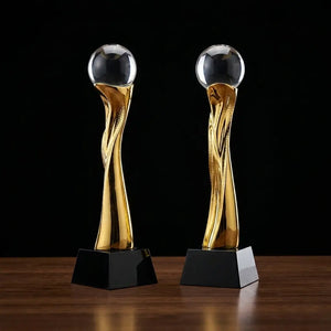 Gold Football Oscar Trophy With Crystal BASE OS-1014