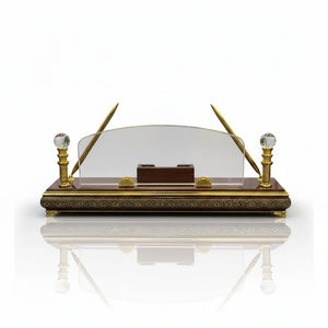 Islamic Wooden Desk Pyramid with Oval Crystal W-2042