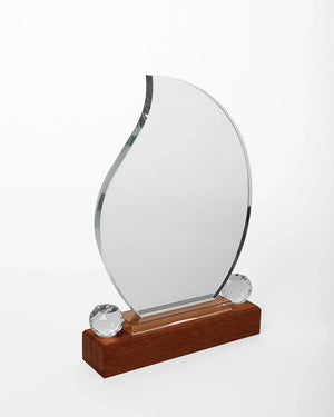 CRYSTAL AWARD WITH WOODEN BASE WW-34