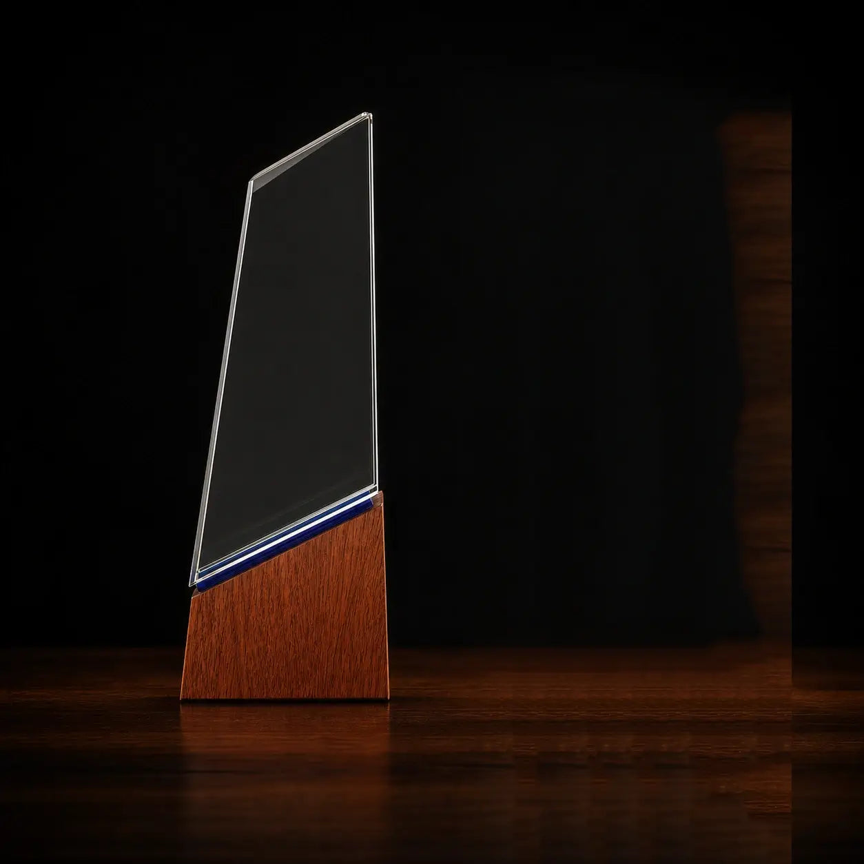 CRYSTAL AWARD WITH DARK WOODEN BASE 37--2