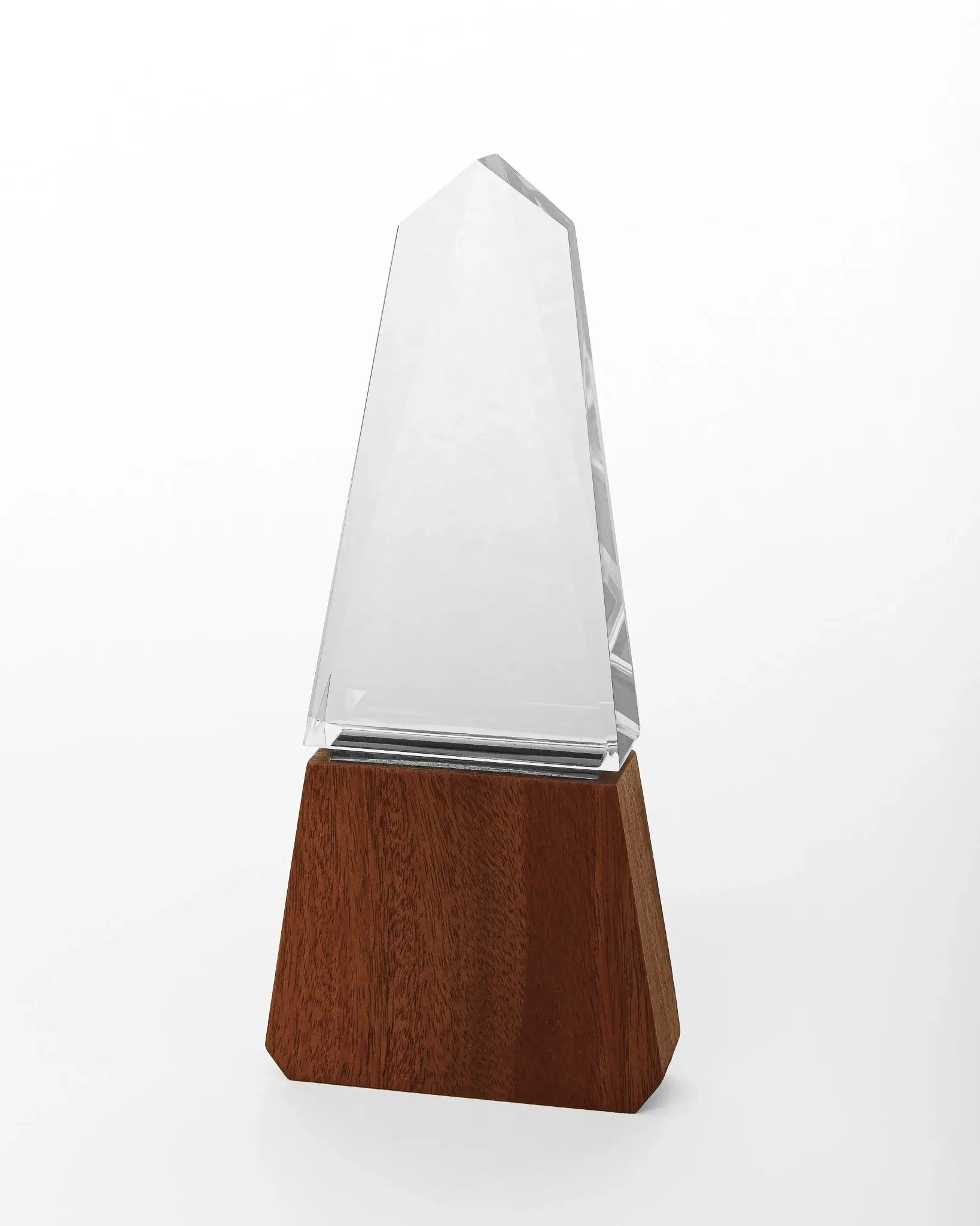 CRYSTAL AWARD WITH DARK TAPERED WOODEN BASE 38--2