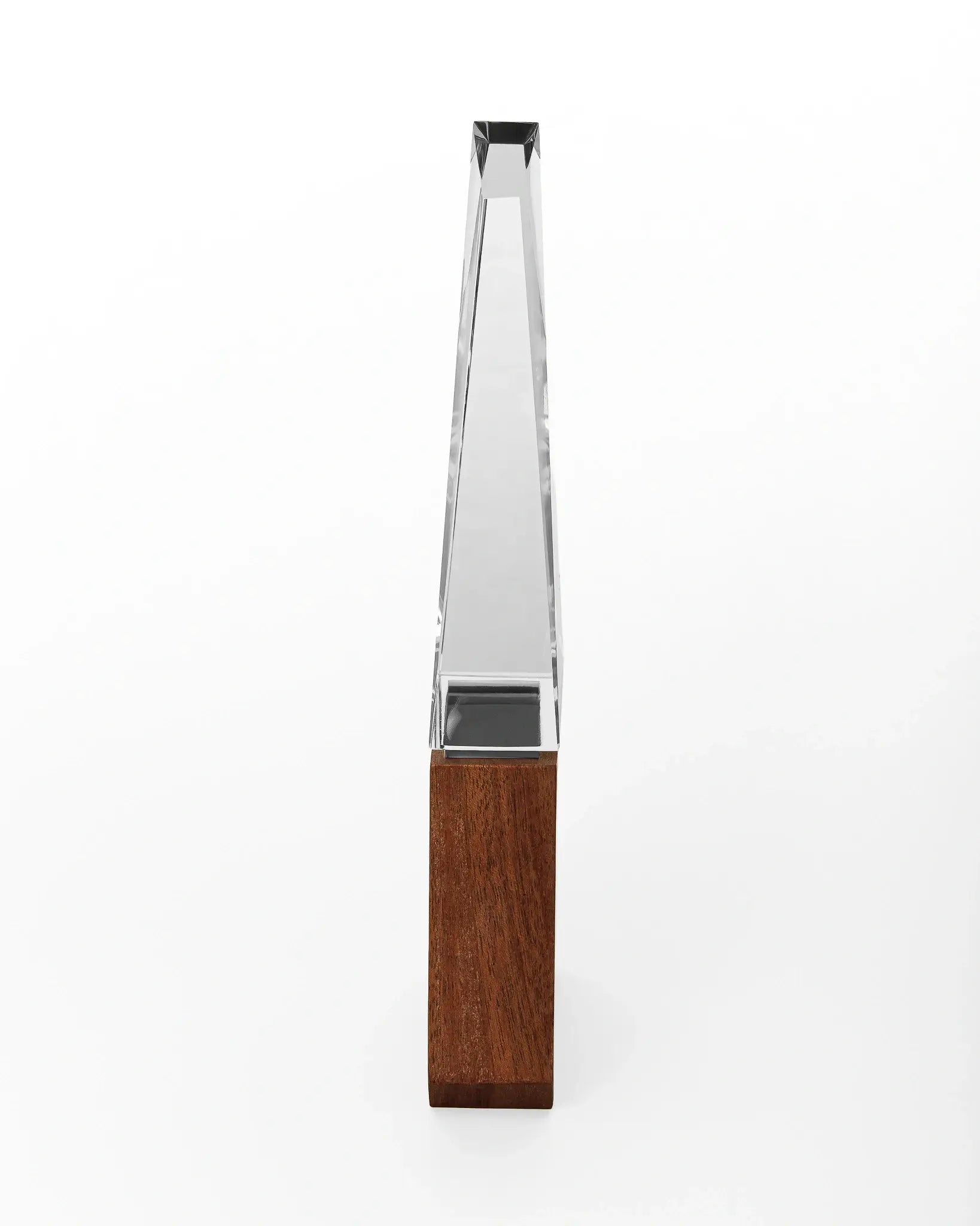 CRYSTAL AWARD WITH DARK TAPERED WOODEN BASE 38--2 ( WHOLESALE )