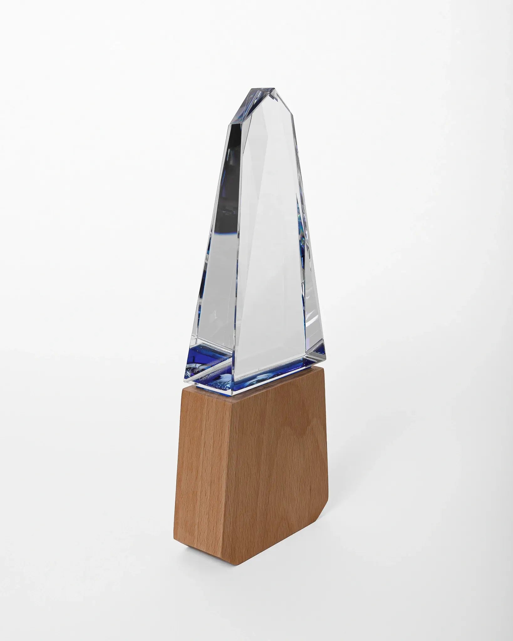 CRYSTAL AWARD WITH TAPERED WOODEN BASE ( WHOLESALE )