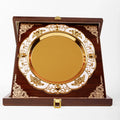 MEDIUM WHITE & GOLD WOODEN PLATE W-1005