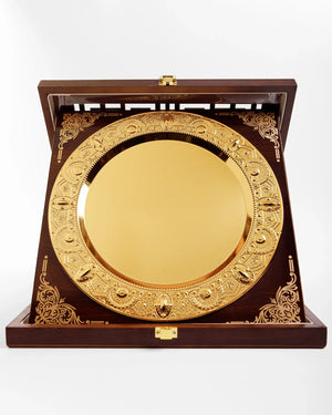 MEDIUM GOLD WOODEN PLATE W-1006