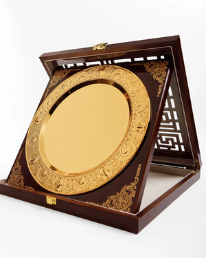 MEDIUM GOLD WOODEN PLATE W-1006