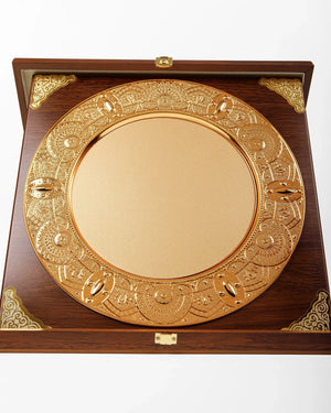 LARGE GOLD WOODEN PLATE W-1009