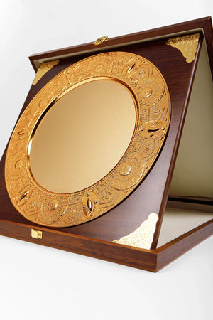 LARGE GOLD WOODEN PLATE W-1009