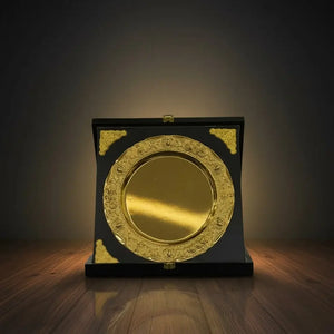 Medium Wooden Plate – Black & Gold