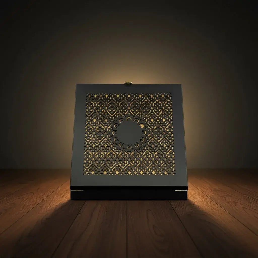 Medium Wooden Plate – Black & Gold