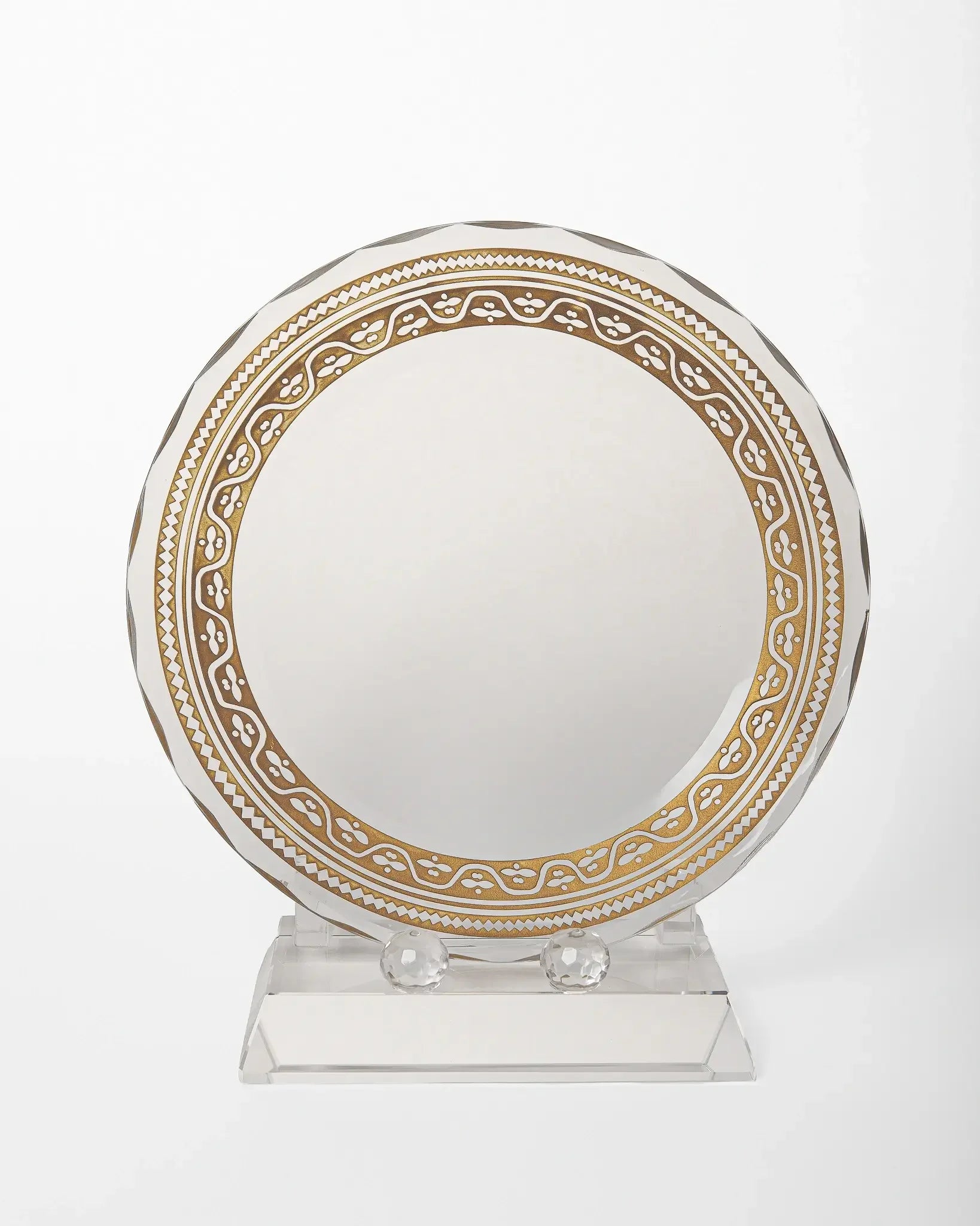 LARGE DECORATIVE CRYSTAL PLATE WITH BASE ATB-010
