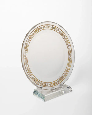 SMALL DECORATIVE CRYSTAL PLATE WITH BASE  ATB-011 