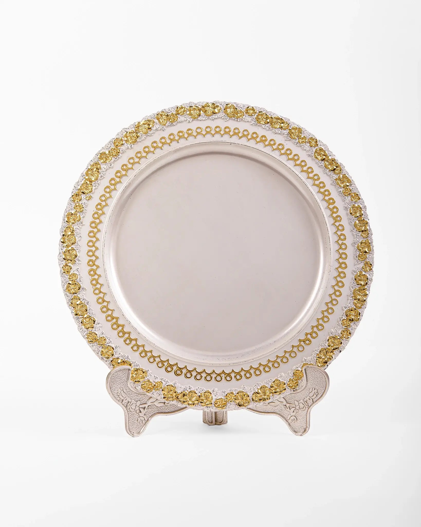 DECORATED SILVER METAL PLATE Atb-014 (WHOLESALE )