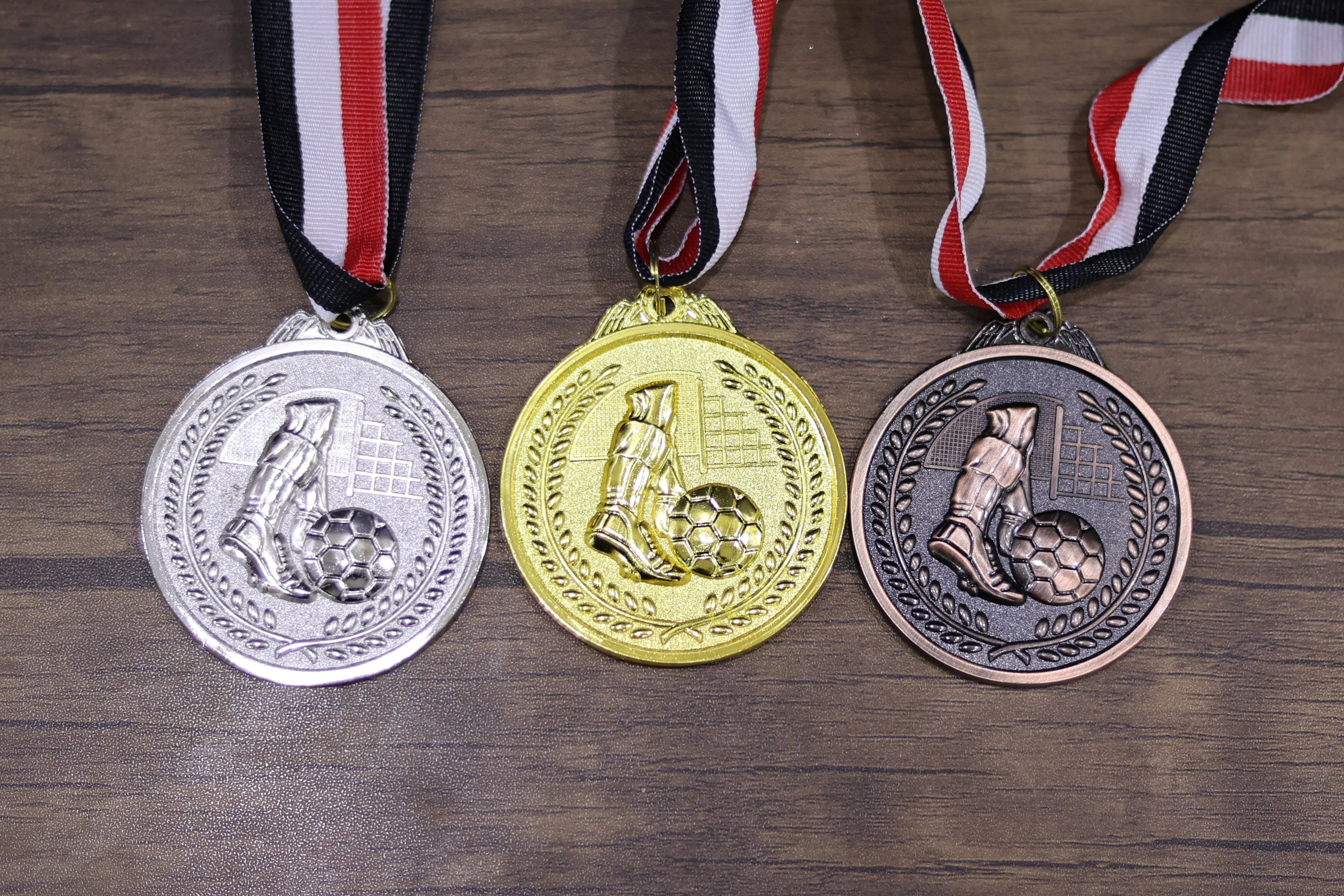 SILVER FOOTBALL MEDAL BOX-12S ( WHOLESALE )