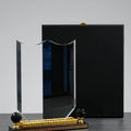 Clear Crystal Award With Large Gold BASE – Barcelona Design C-1201
