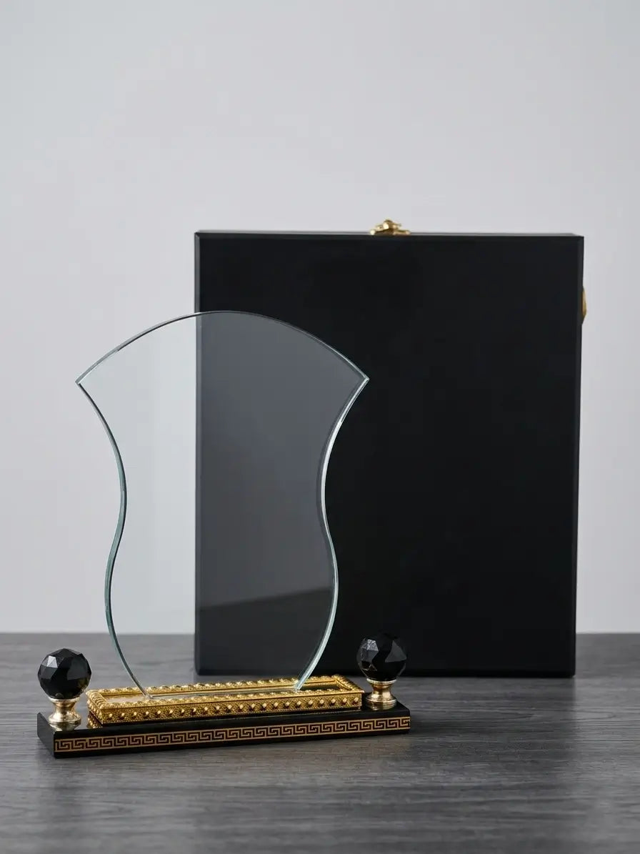 Clear Crystal Award With Large Gold BASE C-1205 ( WHOLESALE )
