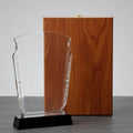 Clear Crystal Award With Black BASE And Wooden Box C-1207