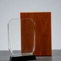 Square Crystal Award With Black BASE And Wooden Box C-1208