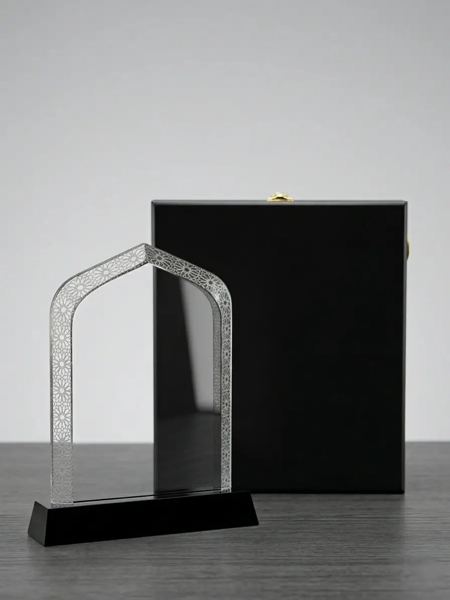 Islamic Dome Crystal Award with Wooden Box C-1211 ( WHOLESALE )