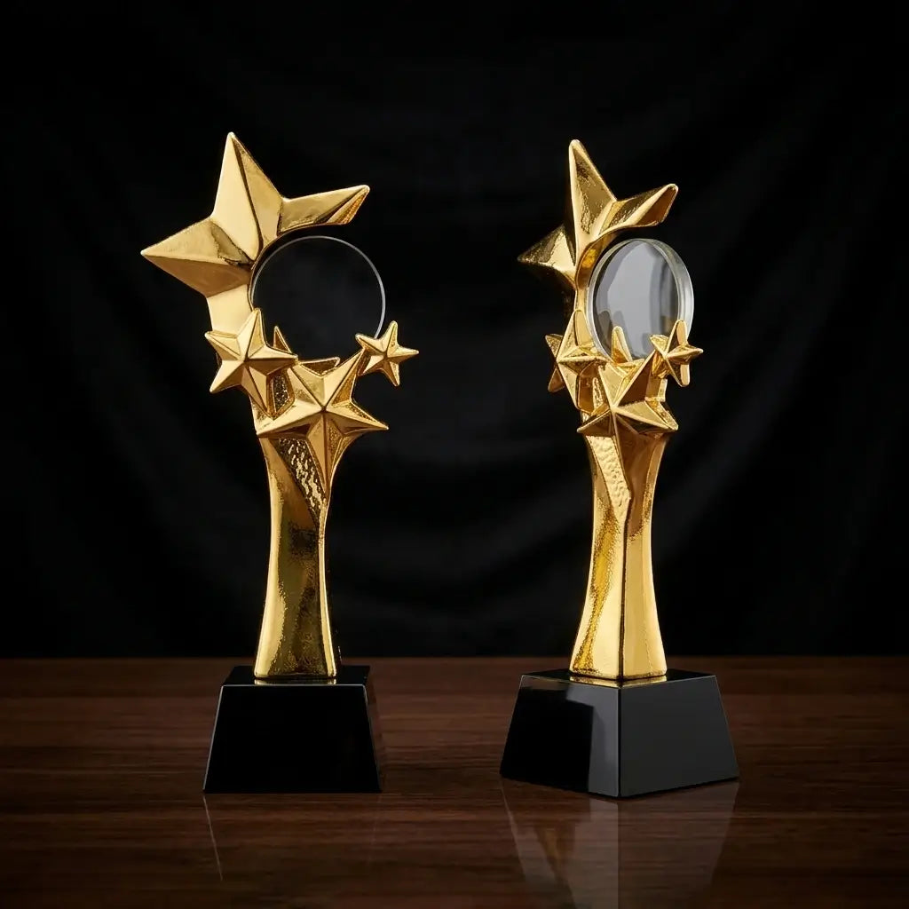 Gold Oscar Trophy With Crystal BASE OS-1005