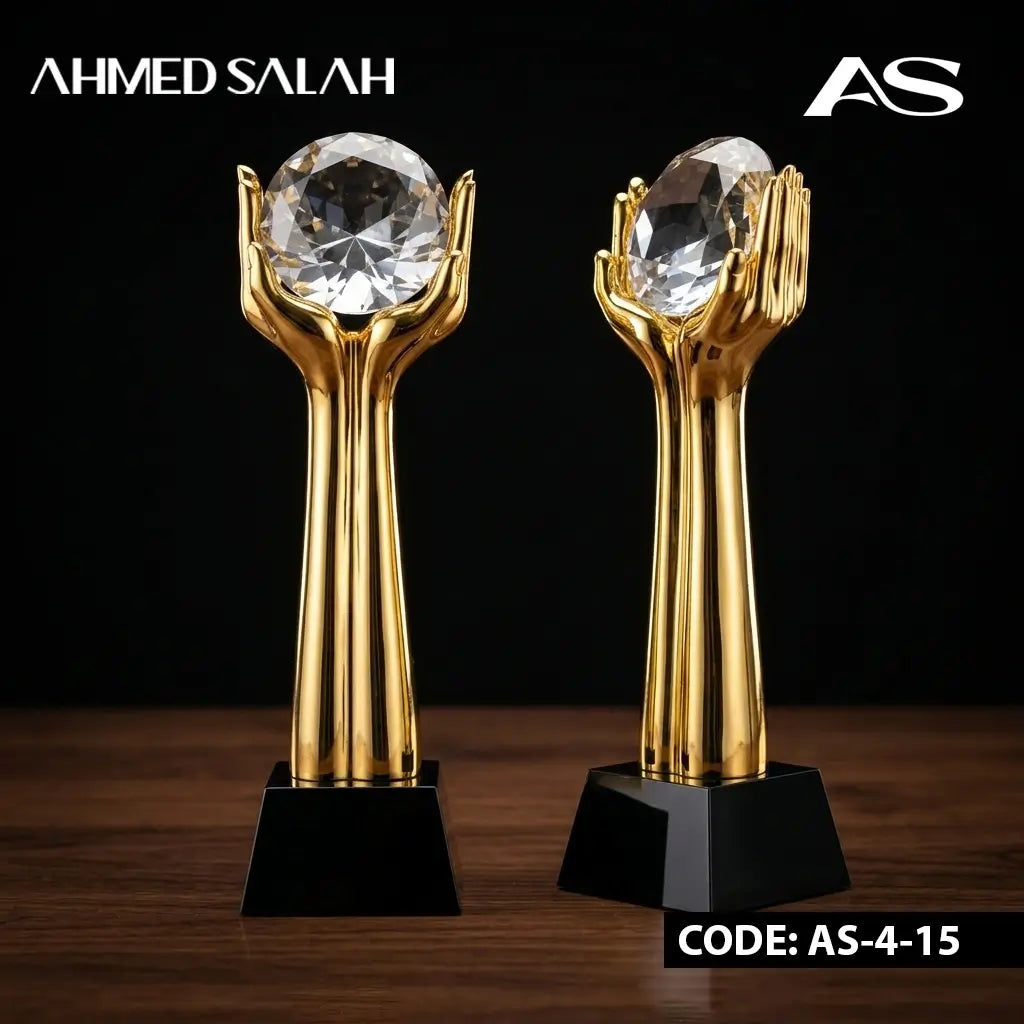 Gold Football Oscar Trophy With Crystal BASE OS-1013