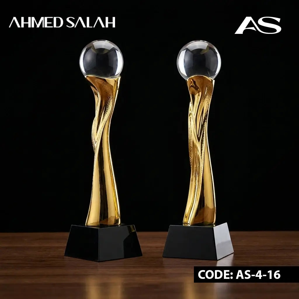 Gold Football Oscar Trophy With Crystal BASE OS-1014