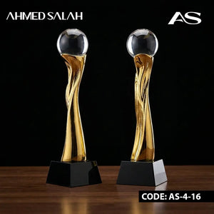 Gold Football Oscar Trophy With Crystal BASE OS-1014