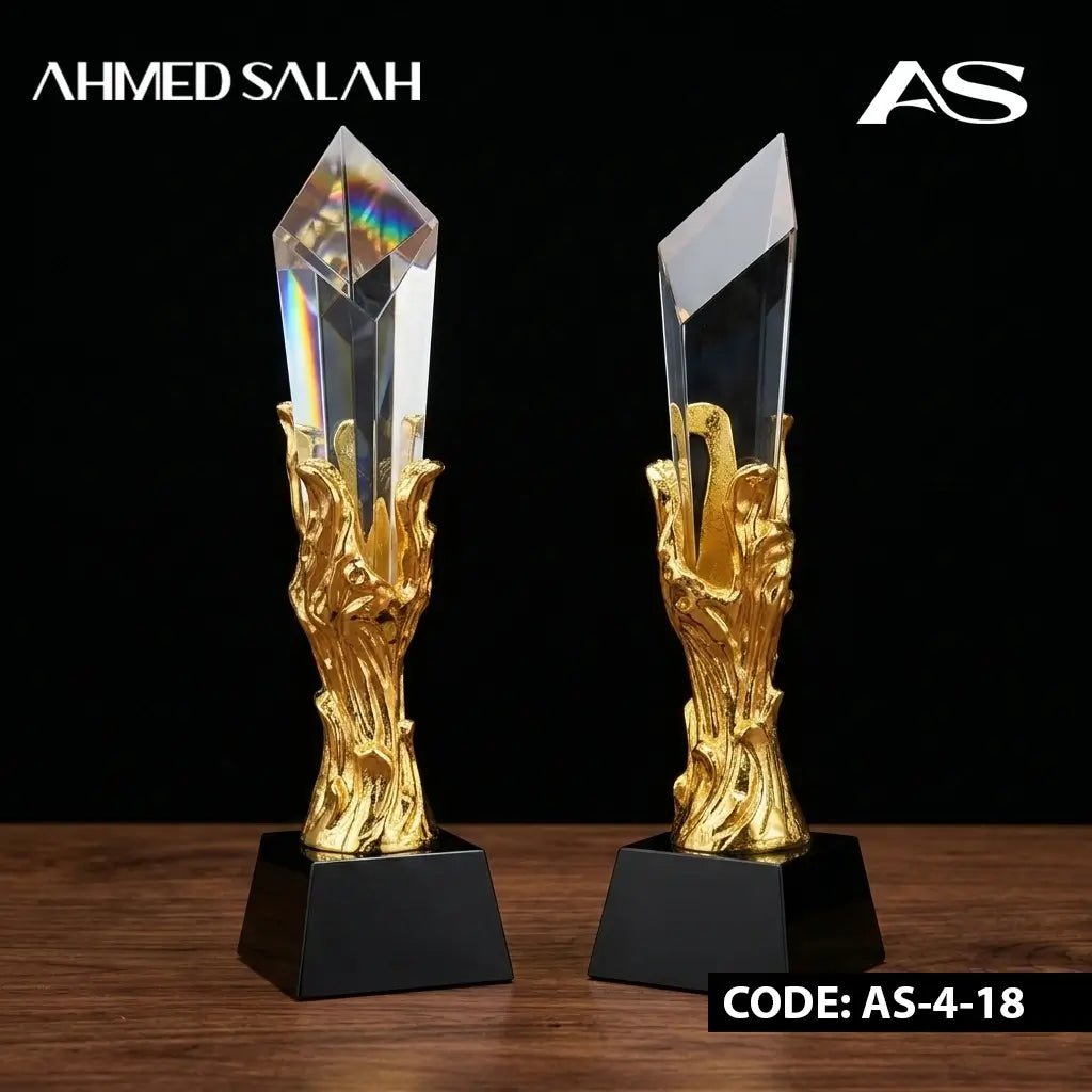 Gold Crystal Oscar Award With Black BASE OS-1015