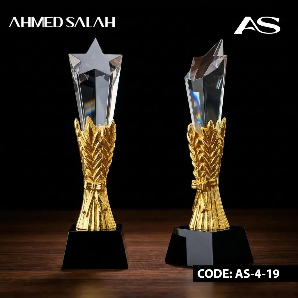 Gold Star Crystal Oscar Award With Black BASE OS-1016 ( WHOLESALE )