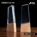 Clear Crystal Award With Light Wood BASE OS-1024