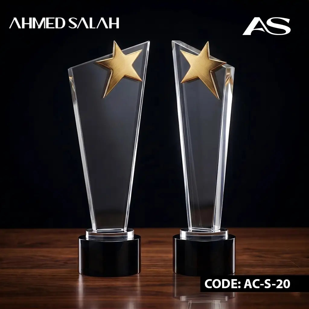 Clear Crystal Award With Round Black BASE OS-1025