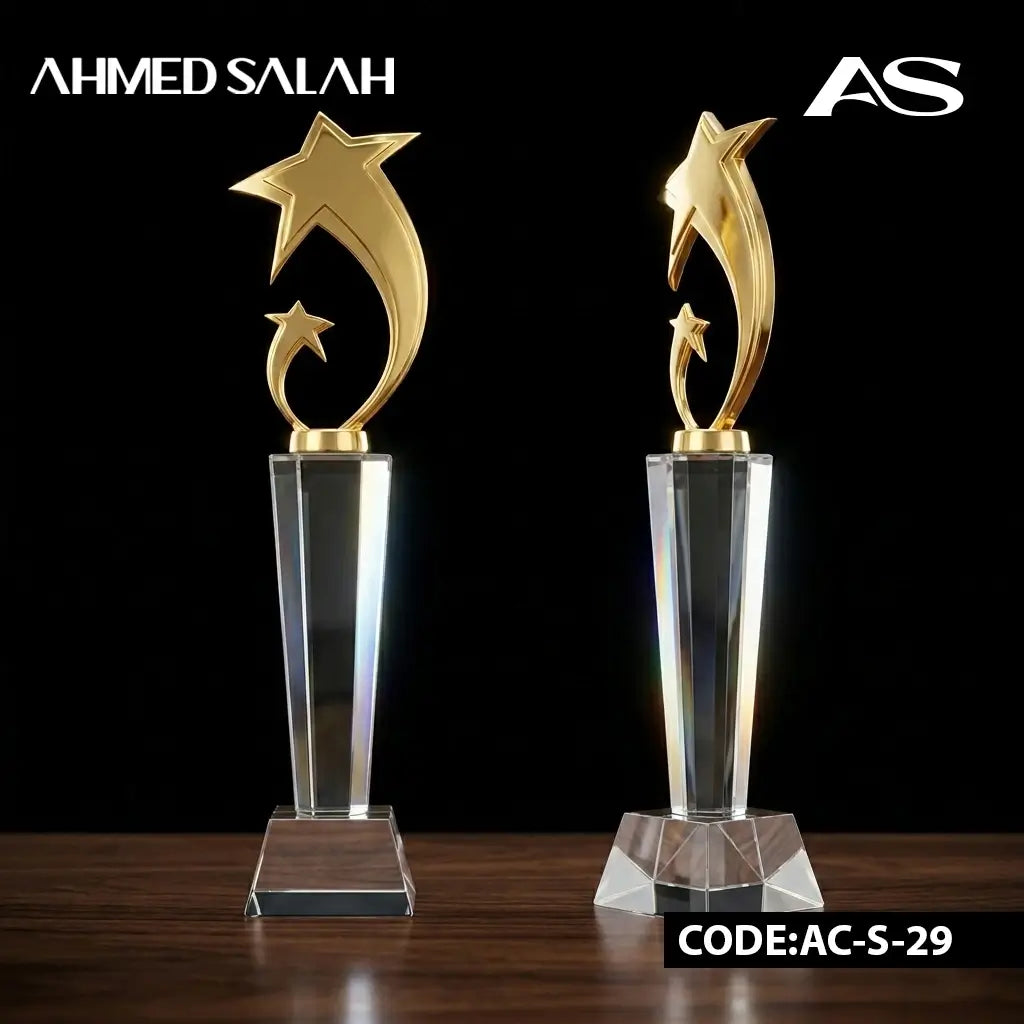 Clear Crystal Oscar Award With Star Cut Design OS-1033