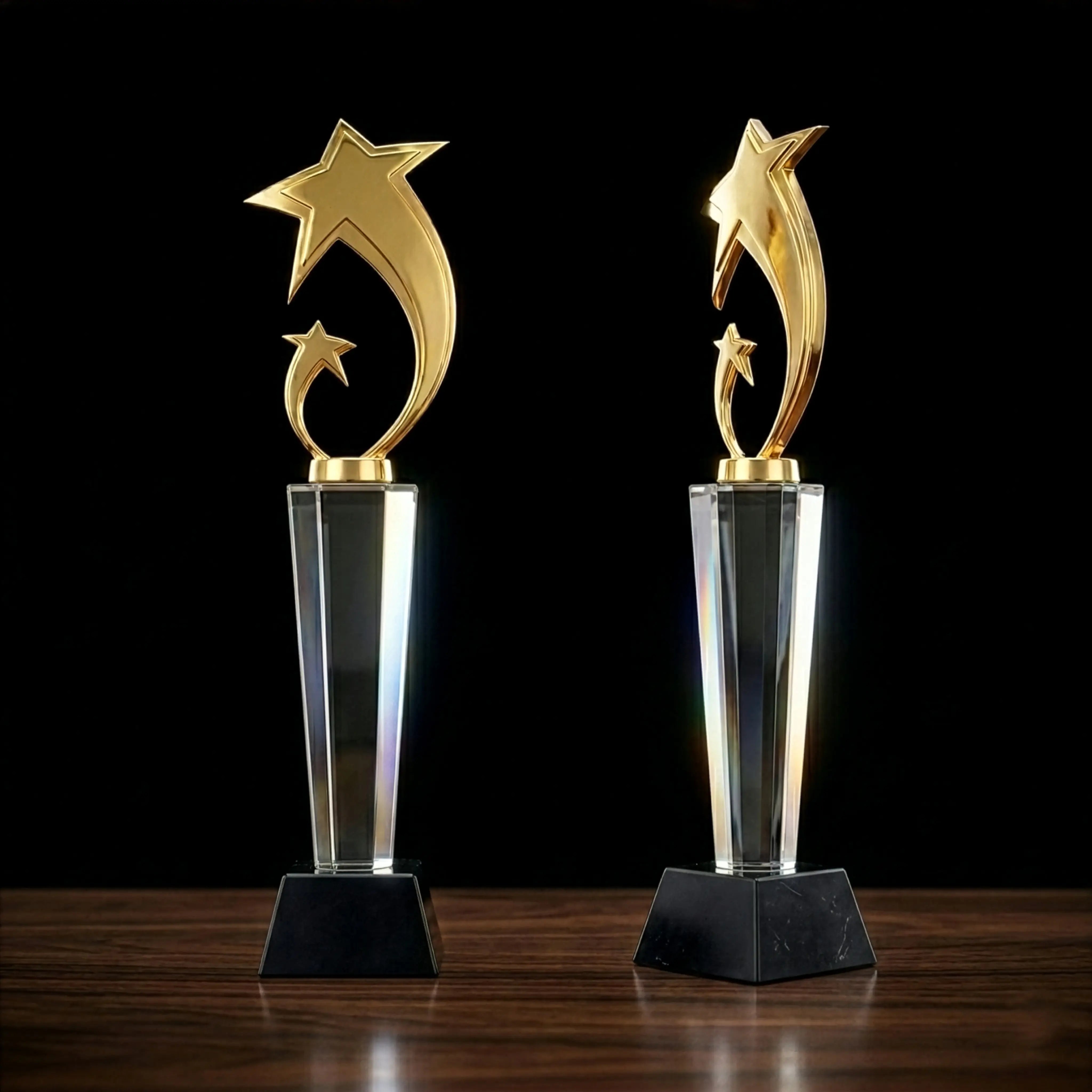 Clear Crystal Oscar Award With Star Cut Design OS-1033