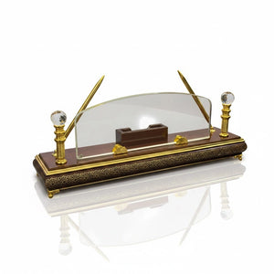 Islamic Wooden Desk Pyramid with Oval Crystal W-2042
