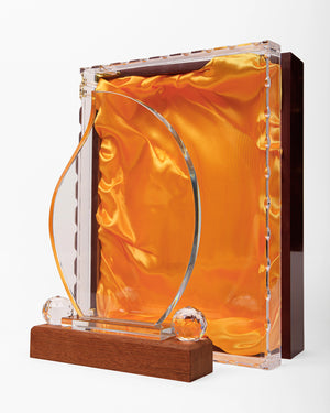 CRYSTAL AWARD WITH WOODEN BASE WW-34