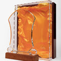 CRYSTAL AWARD WITH WOODEN BASE WW-35